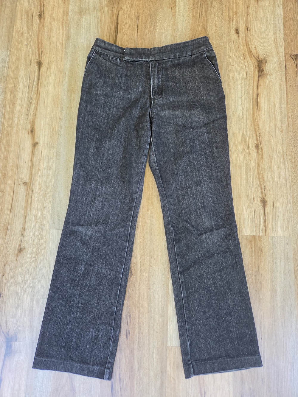 Chico's Platinum Womens Black Straight Leg Denim Jean Stretch Size 0.5 Zip Fly
